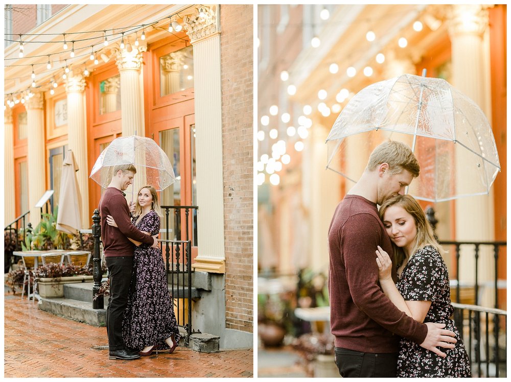 A romantic Fells Point engagement session in the rain.