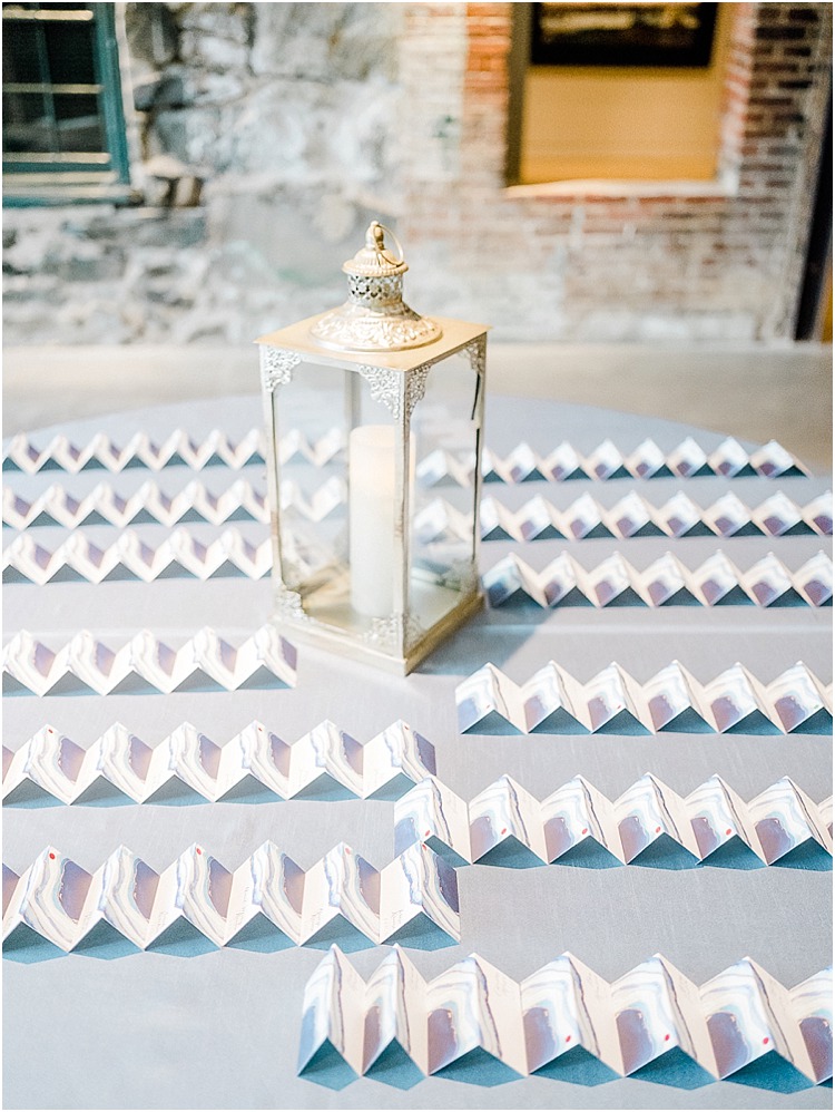 A agate themed urban wedding at the Mt. Washington Mill Dye House in Baltimore, Maryland.