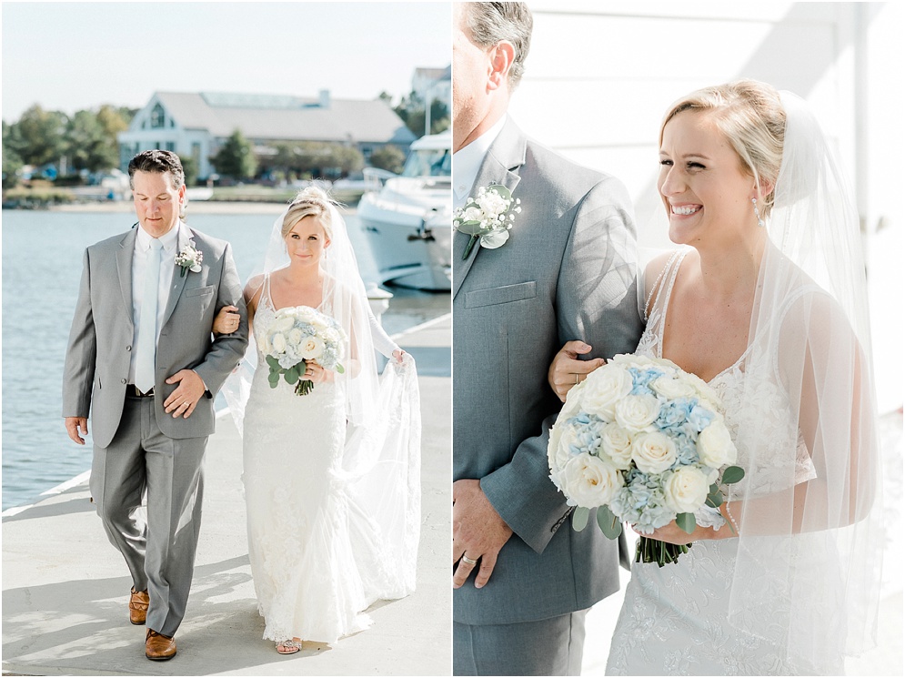 A wild Hyatt wedding where the ceremony took place on a dock on the Choptank River in Cambridge, Maryland.