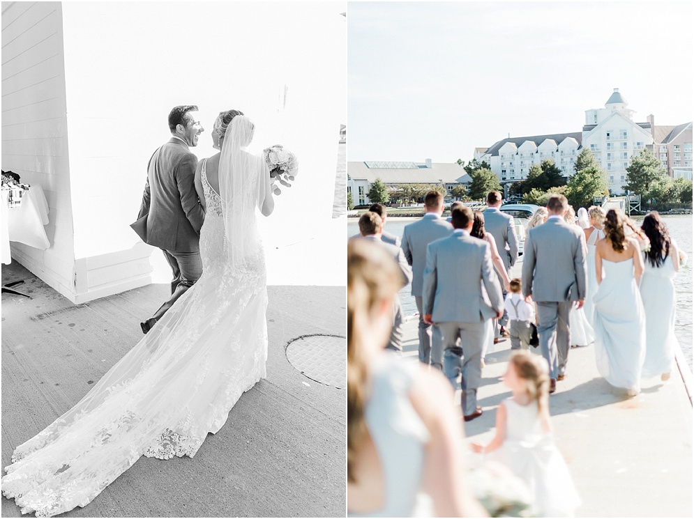 A wild Hyatt wedding where the ceremony took place on a dock on the Choptank River in Cambridge, Maryland.