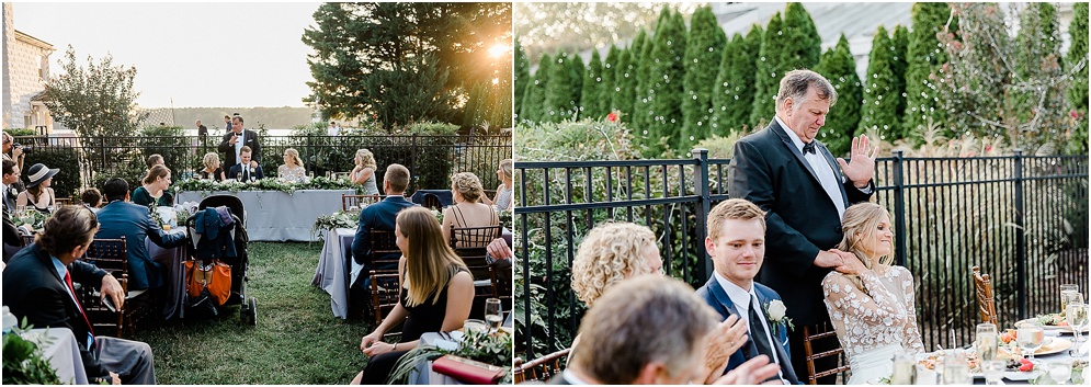 A playful Annapolis backyard wedding on the water featuring twinkle lights and greenery.