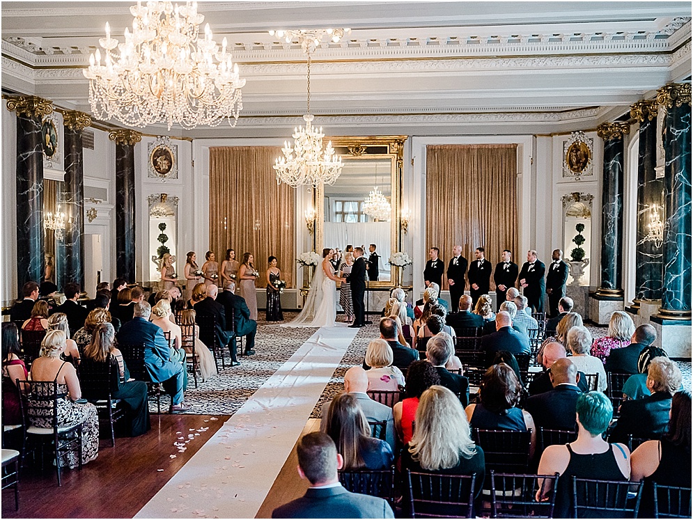 A black and gold Great Gatsby themed wedding at the Belvedere Hotel in Baltimore, Maryland.