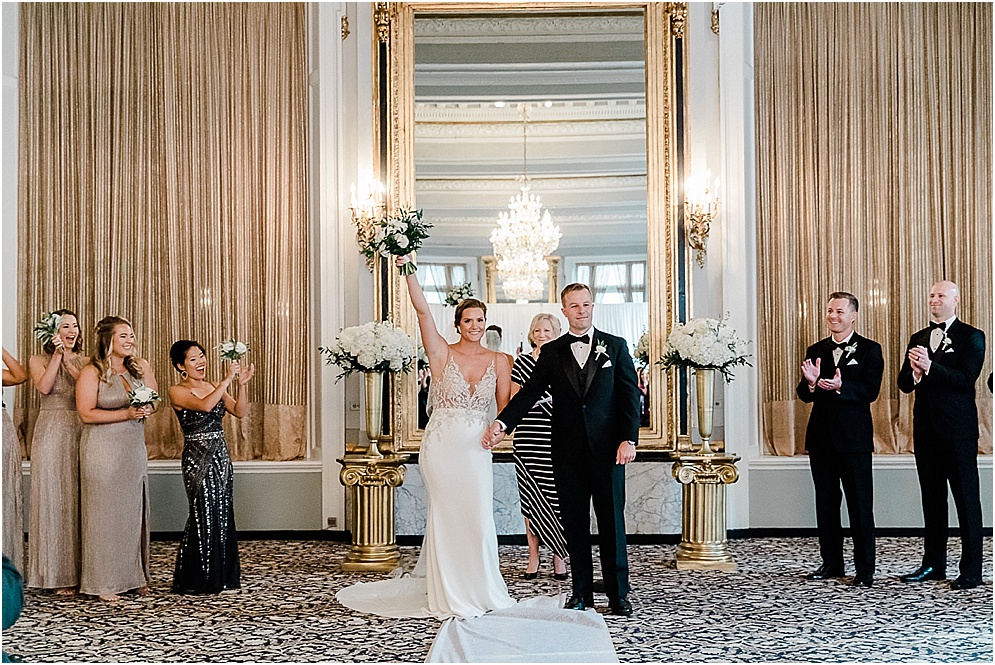 A black and gold Great Gatsby themed wedding at the Belvedere Hotel in Baltimore, Maryland.