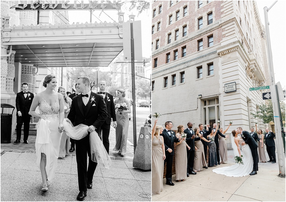 A black and gold Great Gatsby themed wedding at the Belvedere Hotel in Baltimore, Maryland.