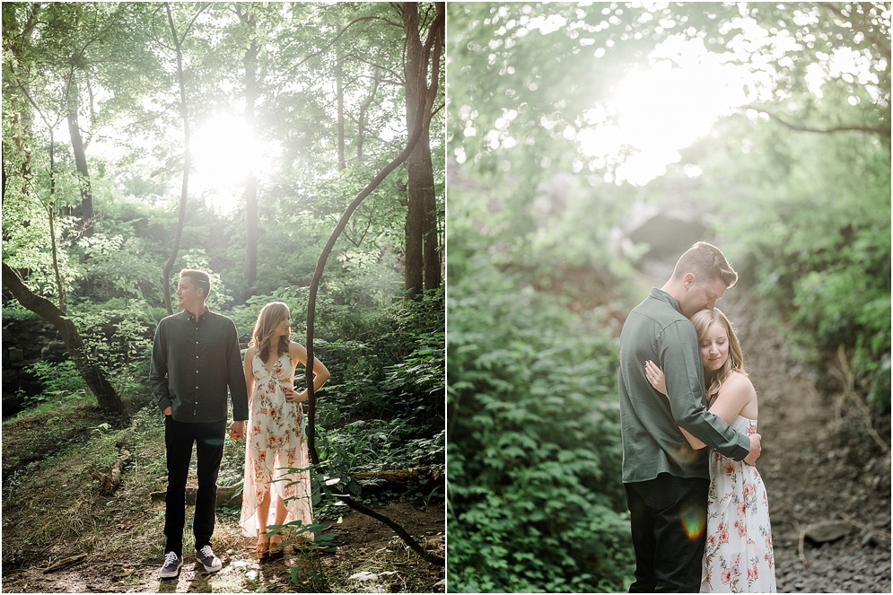 A hidden forest engagment session at Shenk's Ferry Wildflower Preserve in Lancaster, Pennsylvania.