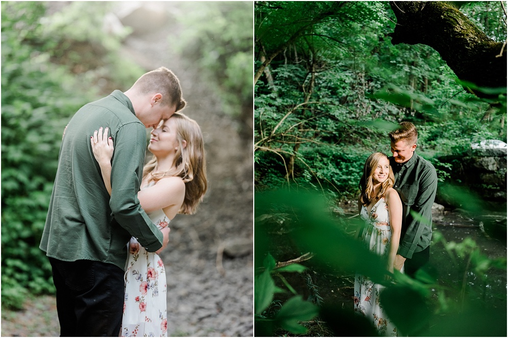 A hidden forest engagment session at Shenk's Ferry Wildflower Preserve in Lancaster, Pennsylvania.