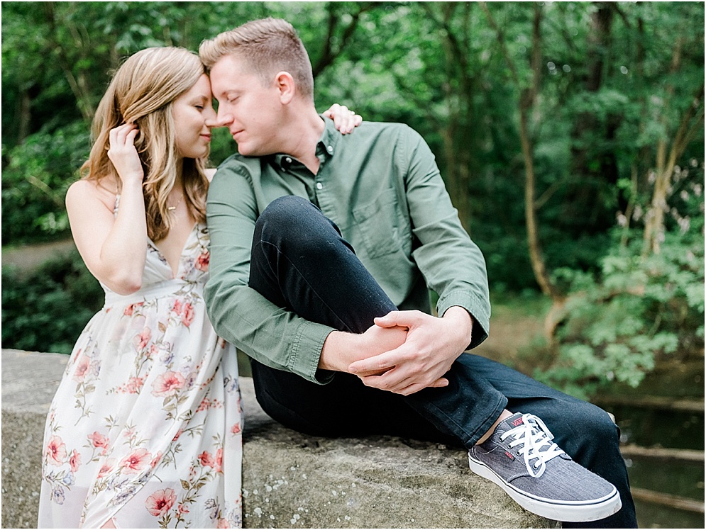 A hidden forest engagment session at Shenk's Ferry Wildflower Preserve in Lancaster, Pennsylvania.