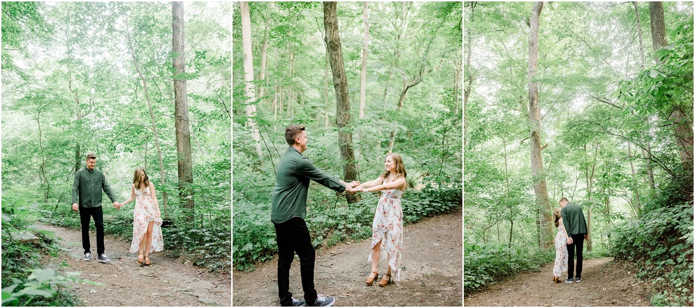 A hidden forest engagment session at Shenk's Ferry Wildflower Preserve in Lancaster, Pennsylvania.