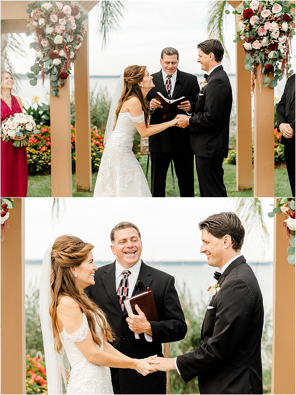 An elegant wedding at Herrington on the Bay, which is an Annapolis waterfront wedding venue. This wedding used reds & blushes to add romance.