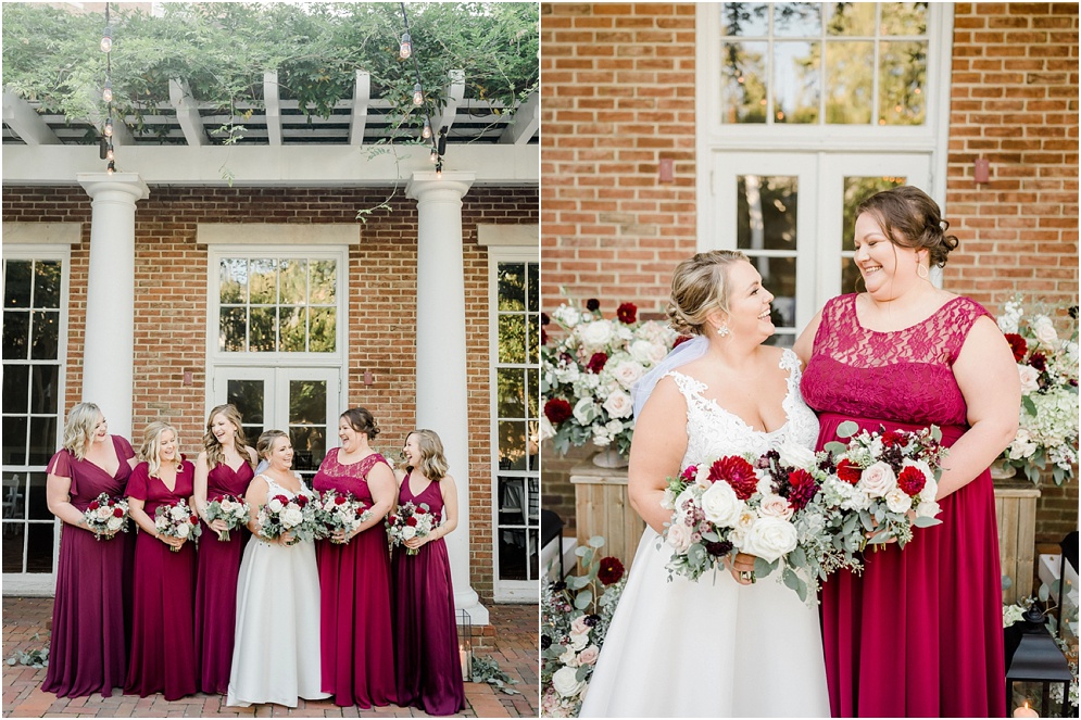 An Eastern Shore wedding in Downtown Easton, featuring deep red and purple hues and an incredibly joyful couple.