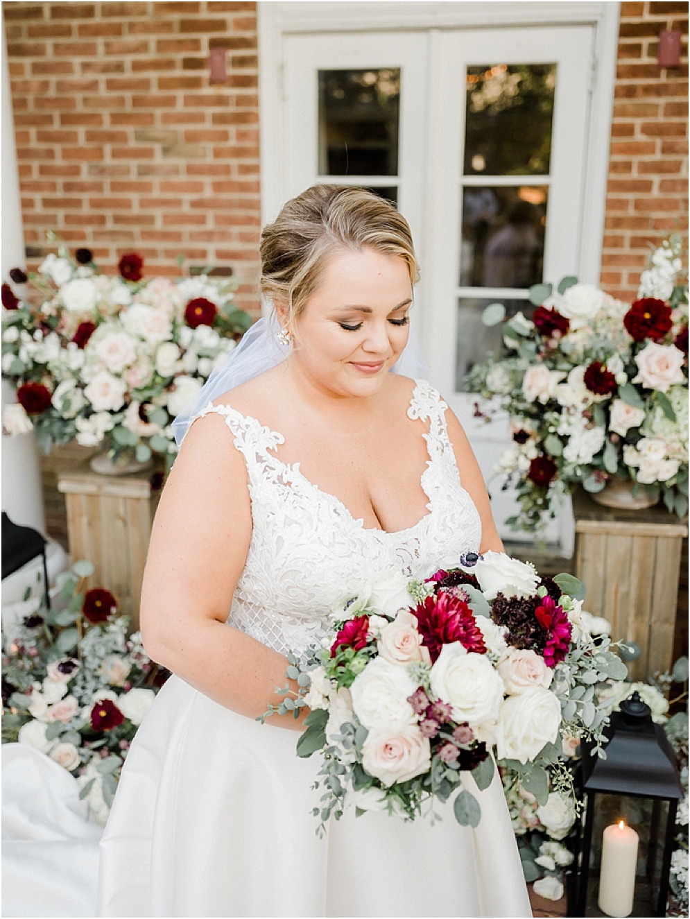 An Eastern Shore wedding in Downtown Easton, featuring deep red and purple hues and an incredibly joyful couple.