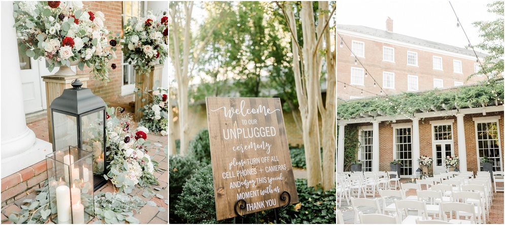 An Eastern Shore wedding in Downtown Easton, featuring deep red and purple hues and an incredibly joyful couple.