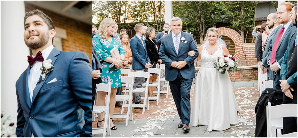 An Eastern Shore wedding in Downtown Easton, featuring deep red and purple hues and an incredibly joyful couple.