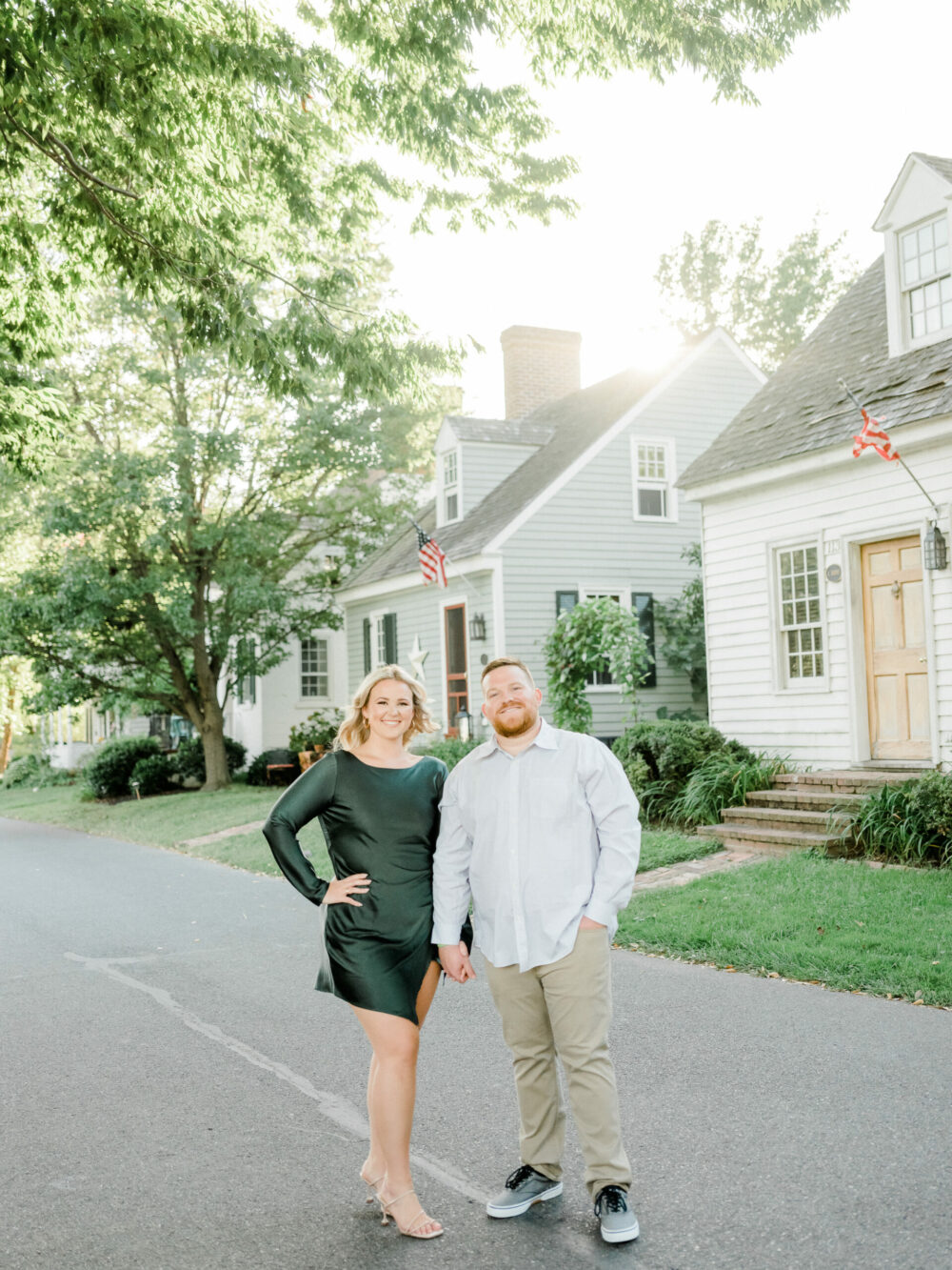A stunning golden hour engagement session in Downtown St. Michael's in Easton, Maryland.