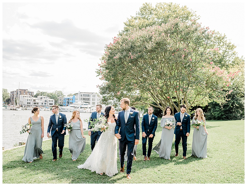 A navy and periwinkle nautical wedding at the Chesapeake Bay Foundation in Annapolis, Maryland.