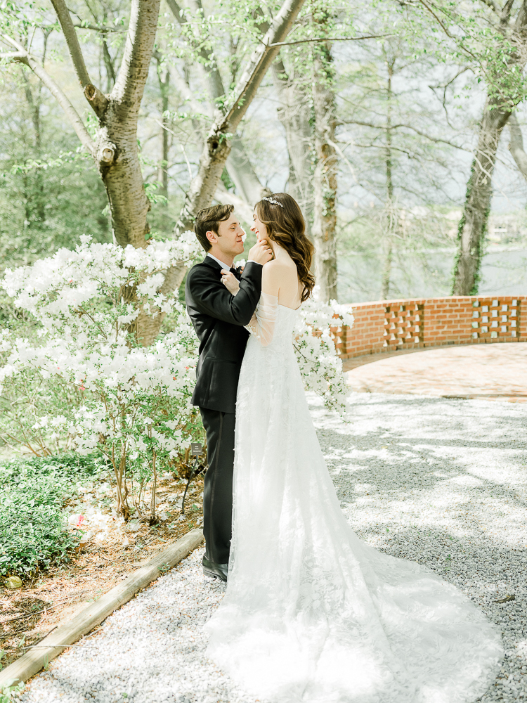A fairytale, blush pink wedding in a garden on the water in Annapolis, Maryland.