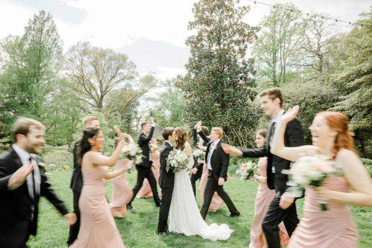 A fairytale, blush pink wedding in a garden on the water in Annapolis, Maryland.