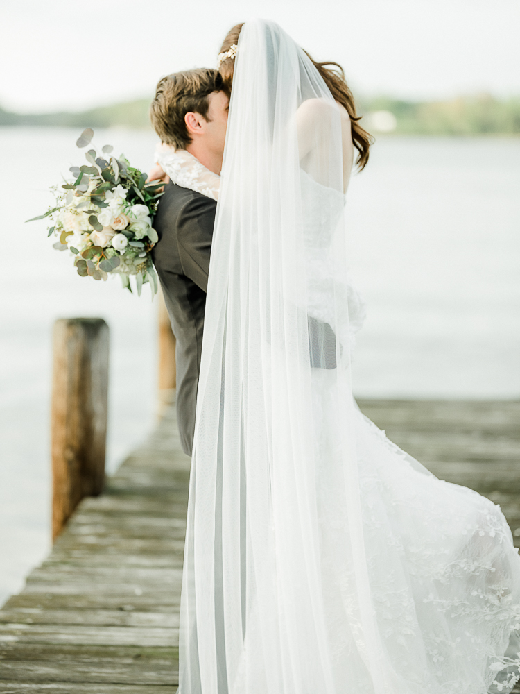 A fairytale, blush pink wedding in a garden on the water in Annapolis, Maryland.