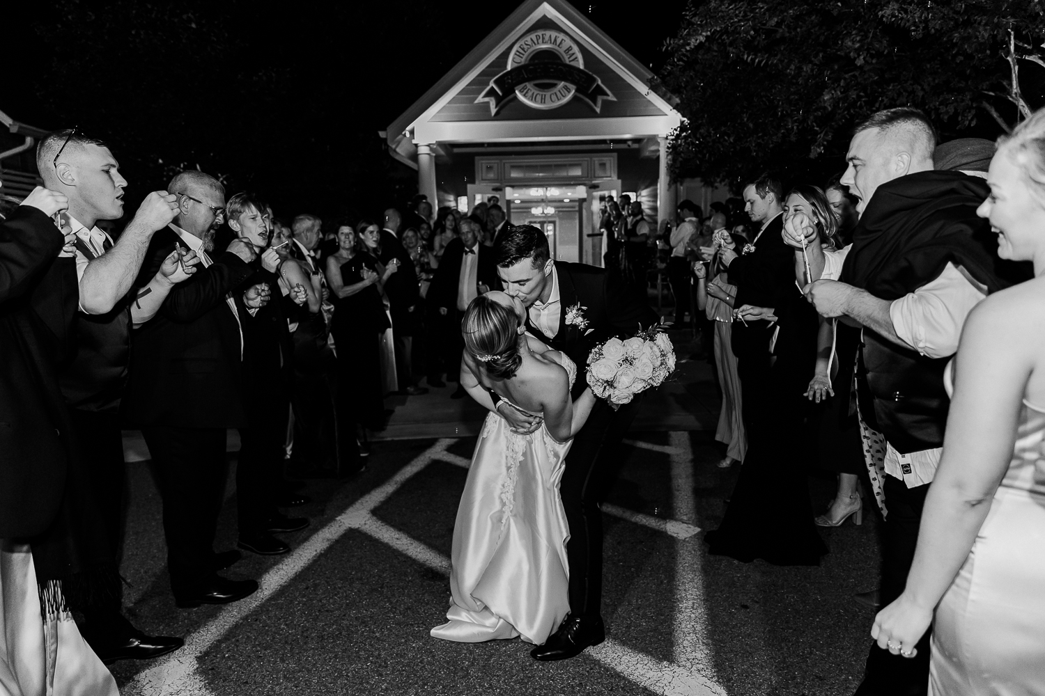 A classic, elegant waterfront wedding with gold bridesmaid dresses on the Chesapeake Bay in Maryland.